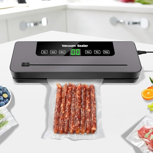 Vakuumierer, vakuumiergerät sous vide mit cutter, vakumierergerät inkl. 10 Beutel Folienbeutel für Trockene Und Feuchte Lebensmittel