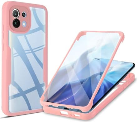 QiongniAN kompatibel mit Xiaomi Mi 11 5G Hülle,Integrierte Schutzhülle für den Bildschirm kompatibel mit Xiaomi Mi 11 5G M2011K2C M2011K2G Handyhülle Pink