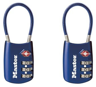 Master Lock Blue Set Your Own Combination TSA Approved Luggage Lock, Travel Zipper Padlock is Perfect for Suitcases, Bags, or Backpacks, 2 pk, 4688BLUEC2