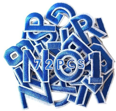 Iron On Letters for Clothes, 72 Pcs Embroidery Patches, Custom Patches, Classic Dark Blue, for Clothes, Jeans, Dress, Hat, DIY Accessories