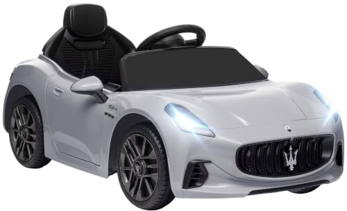 AIYAPLAY Voiture Électrique Enfants sous Licence 12V 3 à 5 Ans Gris | Maserati Gran Turismo Folgore, Véhicule Électrique, Télécommande 2,4G, Phares LED, Musique, Klaxon, MP3