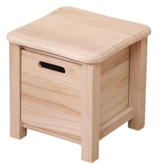 PETSOLA Taburete de Madera Taburete Escalera Banco Cuadrado Almacenamiento con Cajón para Sentarse en Dormitorio Recámara Entrada Jardín para Niños, 30cmx30cmx30cm