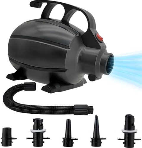 Mineup Elektrische Luftpumpe, 600W Elektrische Pumpe Mit 5 Düsen, Luftmatratze Pumpe, Luftpumpe Elektrisch, Luftpumpe Luftmatratze Für Schwimmringe, Boote, Luftmatratze, SUP Board, Yoga-Bälle, Pool