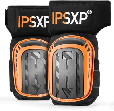 IPSXP Professionelle Knieschoner,Robuste Schaum-Polsterung, Bequemes Gel-Polster, Strapazierfähigen Doppelriemen,Kniepolster für BAU-, Gartenarbeit,Verstellbar (Orange)