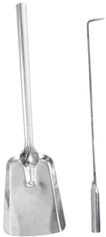 VALICLUD Kaminbesteck 2 Stück aus 45 Stahl mit Feuerzange und Kohleschaufel Elegantes Design Feuerkontrolle und Reinigung für Outdoor und Hauskamine in Silber