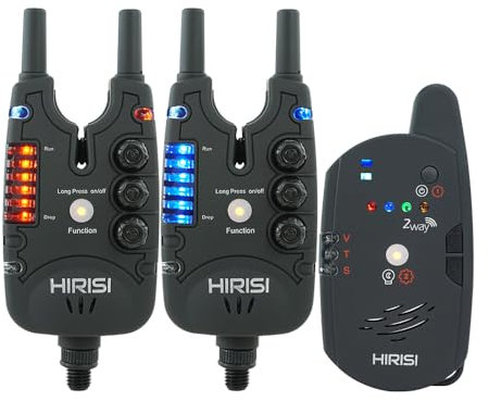 Hirisi Tackle Karpfenangeln Bissanzeiger Mit Fernbedienung (FunkempfäNger), Mit Nachtlicht, Einstellbarer Empfindlichkeit, LautstäRke Und Ton. Bissanzeiger Set. (FBA-S8-2)