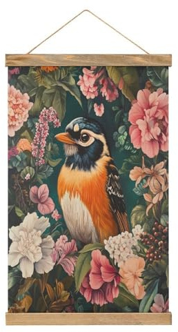 Jubonexis Leinwandbild, Motiv: Vogel und Blumen, Maximalismus, Holzrahmen, Poster, Aufhänger, Bilder-Set, Wandkunst