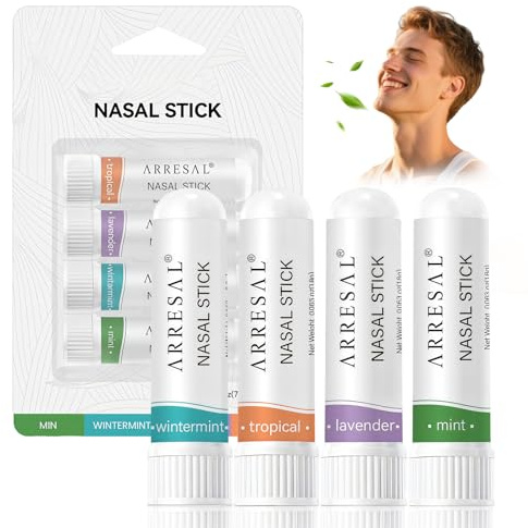 4 Pièces Portable Nasal Stick,Bâtonnets Aux Huiles Essentielles,Nez-Stick Inhalateur,Soulagement Rapide du Nez Bouché,Améliore la Respiration et nettoyer les passages