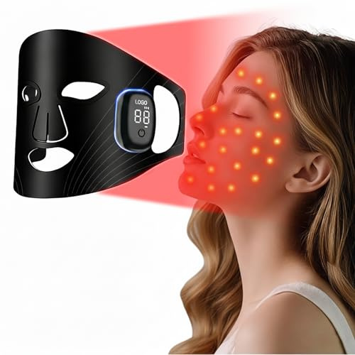 Warmforwel Red Light & Infrared LED Face Mask - 4 Colors Beauty Machine, Built-in 72 LEDs, Magnetic Control, Automatic Timer, Home Facial Care