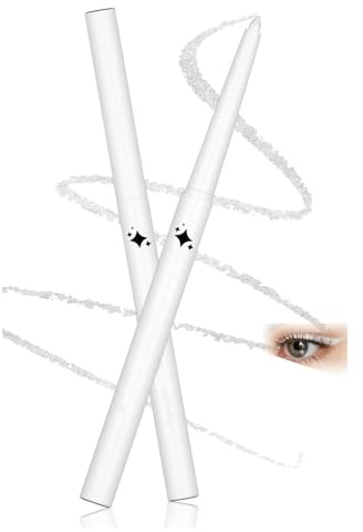 White Pearl Gel Eyeliner Pencil with Ultra-Fine Tip - Precise Line Drawing, Smudgeproof Waterproof Formula for Longwear (White)