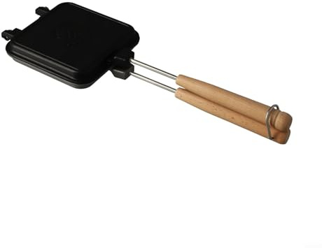 NbgrvB Cast Iron Waffle Sandwich Maker Pan, Non- Sided Stovetop Iron Breakfast, 5 Inch Black