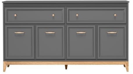Masseno Kommode SUOLO 179 cm Sideboard mit 2 Schubladen und 4 Türen für Wohnzimmer Schlafzimmer Modern 179x40,5x100 cm Grau