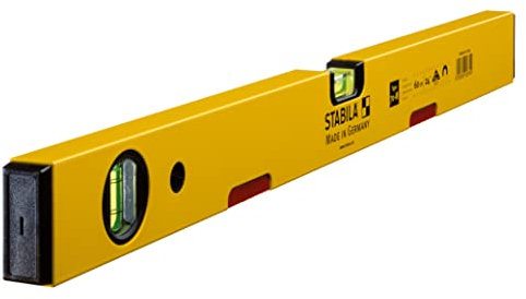 STABILA Magnet-Wasserwaage Type 70 M, 60 cm, leichtes Alu-Profil, starkes Seltenerd-Magnetsystem, 1 Horizontal-Libelle, 1 Vertikal-Libelle, Made in Germany