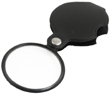 sourcing map Tragbare 50 mm Durchmesser 5 X Runde Lupe w schwarz Cover de