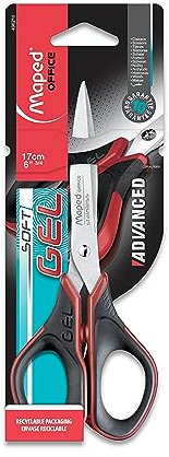 Maped - Tijeras de Oficina - Advanced Gel Simétrica 17 cm - Tijeras con Cuchillas Moldeadas - Hojas y Remaches de Acero Inoxidable - Anillas Ergonómicas - Punta Afilada