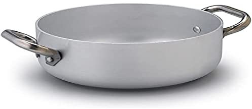 Pentole Agnelli Alluminio ALMA106PI24 Linea Casseruola Bassa, Fondo a Induzione con 2 Manici Cool, 24 cm, Acciaio