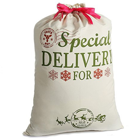 Weihnachtsmann Sack Groß Weihnachtssack Santa Sack 26.8’’ X 19.7’’ Weihnachten Tasche leinwand für Xmas Strümpfe Geschenk & dekoration für Kinder (Großen)
