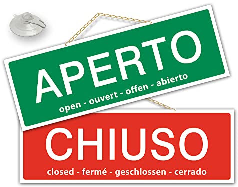 Cartello APERTO e CHIUSO per negozio vetrina studio laboratorio officina bottega (Verde/Rosso) (Maxi)