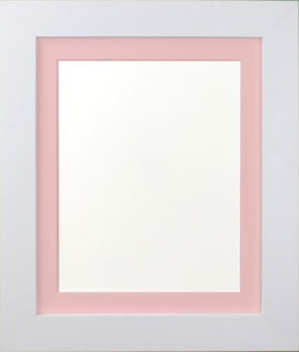FRAMES BY POST Metro White Picture Photo Frame with Pink Mount 30 x 24 For Pic Size 24 x 20 (Plastic Glass)