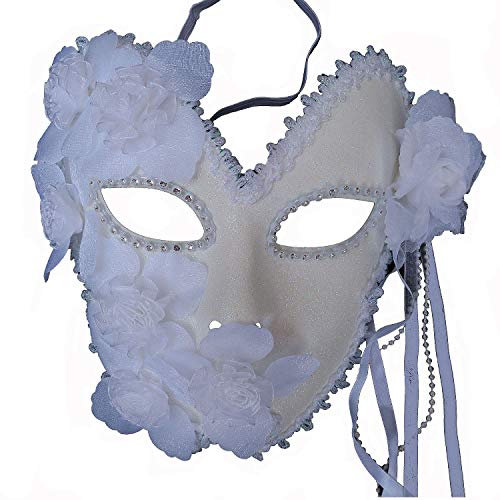 Venezianische Maskerade Vollgesichtsmaske für Damen, mit Spitze, für Kostüme, Karneval (weiß)