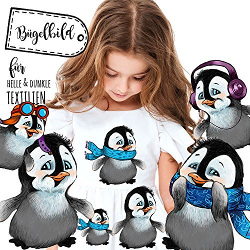 Bügelbilder Set Pinguine Applikation Bügelbild Pinguin Bügelmotiv bb053 ilka parey wandtattoo-welt® A4