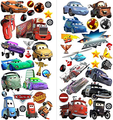 Neues Design Cars 3D Cartoon Wandaufkleber für Schlafzimmer Jungen und Mädchen Wandbild Aufkleber Größe: Groß