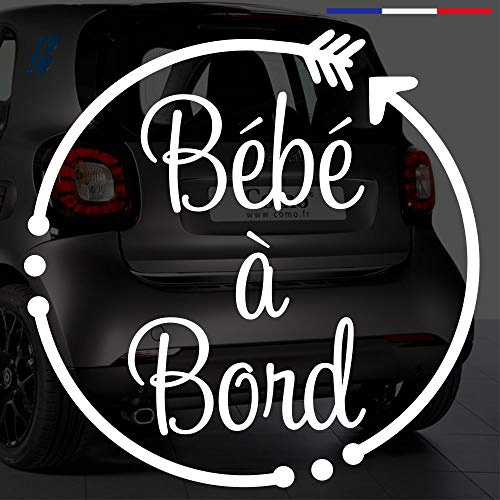 Sticker bébé à bord pour voiture Flèche 15 cm Blanc - Anakiss