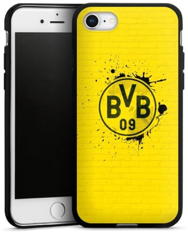 Silikon Hülle kompatibel mit Apple iPhone SE (2020) Case schwarz Handyhülle BVB Borussia Dortmund Offizielles Lizenzprodukt
