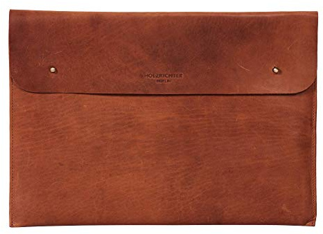 HOLZRICHTER Berlin - Laptop Sleeve 13″ (No 3-3), Leder Schutz-Hülle für MacBook Air & Pro, Ultrabook, Laptop Bag 26x36x1,5cm, Echtleder Laptop Case, Cognac