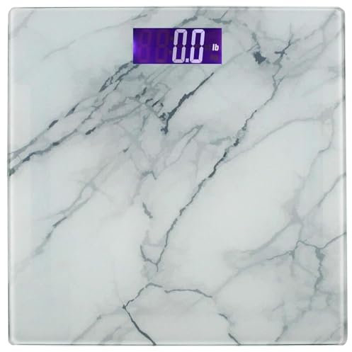 Marble Digital Scale | Glass Digital Weight Scale | Realistic Marble Finish | Marble Bathroom Scale | 395 Pound Capacity | Bathroom Scales for Weight | Digital Scales for Body Weight | Scale Weight