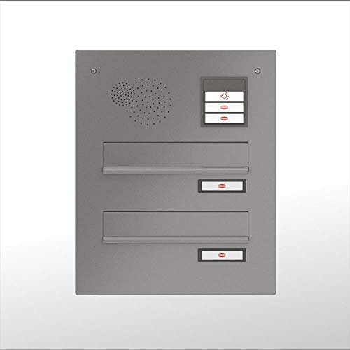 RENZ / 2er Mauerdurchwurf-Briefkasten Durchwurf-Postkasten mit Sprechfeld/RAL-Farbe 9007 Kastenbreite 260 mm/Tiefe 270-405 mm/Stahl - aufklappbar/Dein-Briefkasten.de