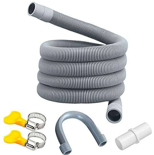 Manguera de Desagüe, Tubo de Desagüe, Prolongación del Tubo de Desagüe, Kit de Extensión de la Manguera de Desagüe de la Lavadora, Universal Manguera de Drenaje (1 Metro)