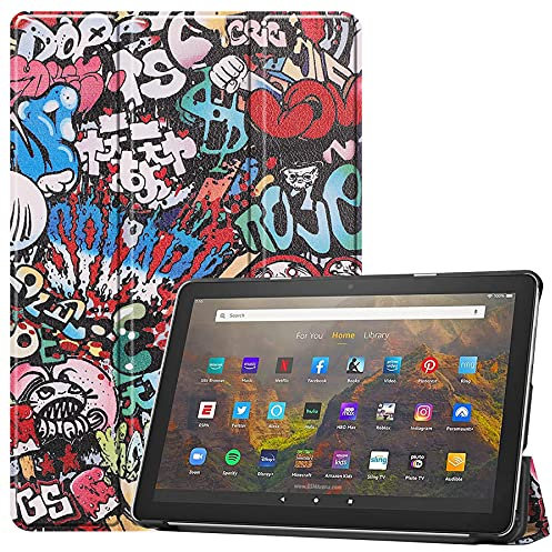 FTRONGRT Hülle für Amazon Fire HD 10 (2021) Tablette,Ultradünne, Exquisite Erscheinung,mit Standfunction,für Amazon Fire HD 10 (2021) Tablette -Graffiti