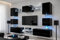 Furnitech Wohnwand Wohnzimmer | Wohnzimmer Möbel mit LED RGB - 16 Farben | Hängend Wohnwand Modern | Wohnzimmer Schrankwand mit Regale und TV Schrank (Nowara AN1-17B-HG20-1A-NEW)