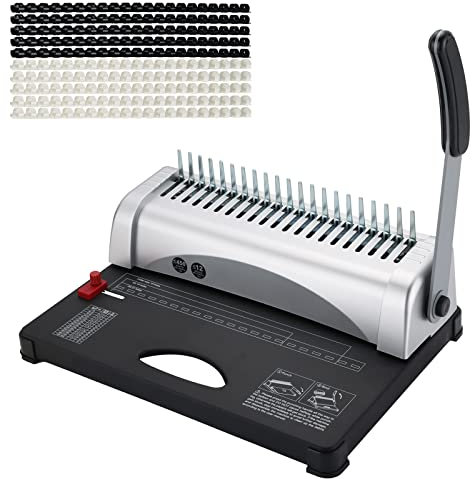 MYFULLY Comb Binding Machine, 21-Holes, 450 Sheets, Paper Punch Binder with Starter Kit 100 PCS PVC Comb Bindings Perfect for Letter Size, A4, A5 or Smaller Sizes Office Documents