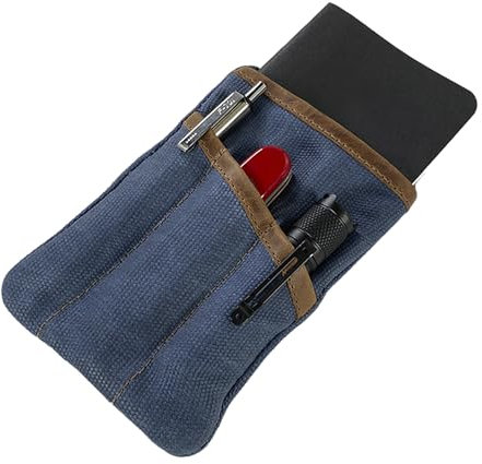 Hide & Drink, Multi-Tool Pocket Pouch, Compact Multipurpose EDC Zippered Bag, Mini Camping Tool Case, Waxed Canvas, Knife Holster, Handmade Slim Organizer, Blue Mar