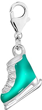 Andante-Stones Silber CHARM Anhänger Schlittschuh (Türkis) + Organzasäckchen