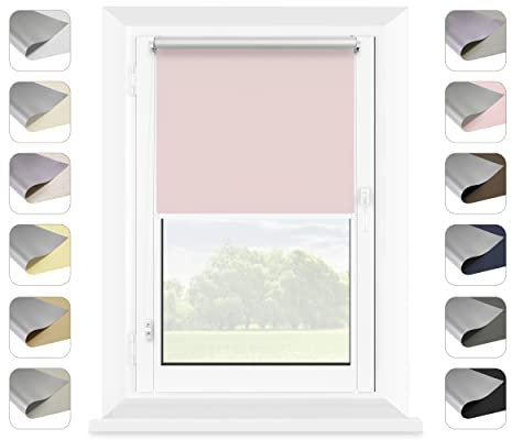 Thermo Rollos für Fenster - Modische Pastellfarbe Rollo - Stilvolle Thermo Jalousie - Fensterrollo Innen - Schnelle Selbstmontage (Rosa,110x215 cm (Stoffbreite: 106))
