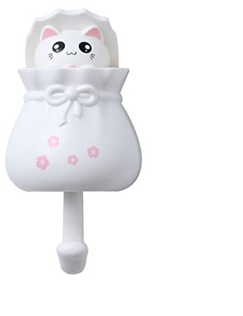 Garderobe mit Ablage Glückliche Katze Starker klebriger Haken Schlüsselhalter Wandmontierte Schlafzimmer Türhänger Haken Regenschirm Handtuch Mantel Mantel Lagergestell Wohnort Hutständer Schirmstände