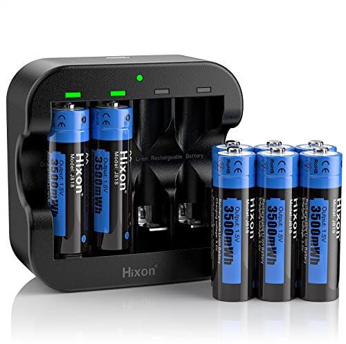 Hixon Wiederaufladbarer 1,5V AA Lithium Akku - 3500 mWh Hohe Kapazität, 8 Stücke Mit 2.0H Ultra Typ-C Schnellem Ladegerät