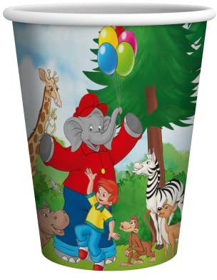 Party Factory `Benjamin Blümchen´ 10 Pappbecher, 250ml, bunt, Einwegbecher, Partybecher für Kindergeburtstag oder Mottoparty
