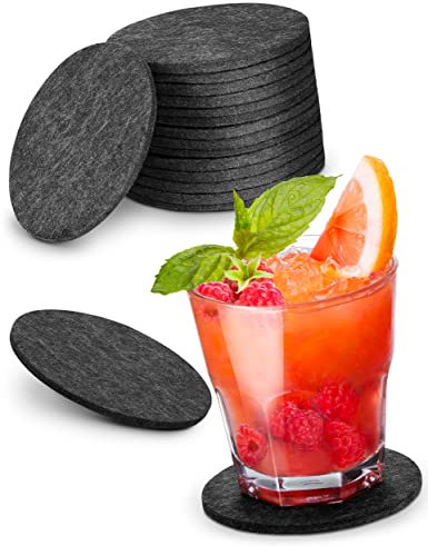 Balinco Filz Untersetzer, Glasuntersetzer, Filzuntersetzer für Getränke, Bar, Tassen, Glas, Hitzebeständig, Bierdeckel, 16er Set lose