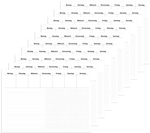 RNKVERLAG 46699-10 - Schreibtischunterlage Office, 600 x 420 mm, 10 Stück je 20 Blatt, mit 7 Wochentagsfeldern, Liniert & Kariert