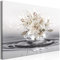 B&D XXL - Wandbilder XXL Blumen Lilien 120x80 cm 1 tlg - Wand Deko Leinwand Bilder Groß Wanddeko Wohnzimmer Schlafzimmer Kunstdruck Bild Spa Zen Wasser bokeh b-C-10350-b-a