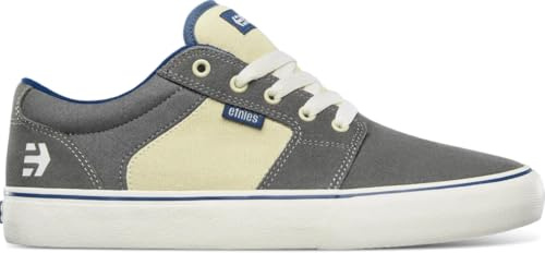 Etnies Barge LS – Classic Skate Look, Slim Vulcanized Silhoutte, Hefty Armored Collar, Reinforced Vulc - Grey/Navy - 8,5