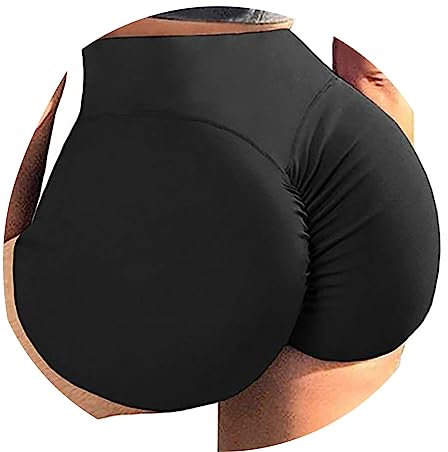 ORANDESIGNE Scrunch Butt Sportshorts Damen Push Up Booty Nahtlos Biker Yoga Fitness Gym Shorts Hohe Taille Pole Dance Rüschen Bikini Rave Cut Out Clubwear B Schwarz M
