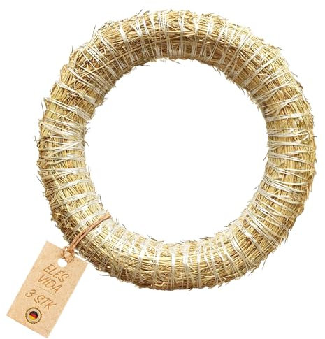 DIY Adventskranz selber Machen leicht gemacht - 20x3 cm Strohringe im 3er Set für individuelle Weihnachtsdekorationen oder Richtkrone so wie deko Kranz für Rohlinge Adventskranz (19-20cm)