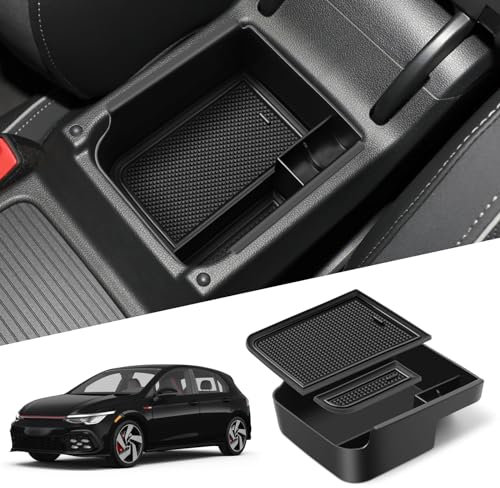 WEIPIN Kompatibel mit VW Golf 8, MK8 GTI GTD GTE 2020/2021/2022/2023/2024/2025 Mittelkonsole Handschuhfach Armlehne Golf 8 Multifunktionaler Aufbewahrungsbox Zubehör