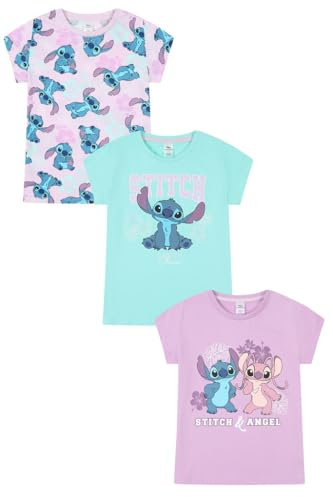 Disney Lilo & Stitch - Paquete de 3 camisetas para niñas, Morado (, 10-11 años