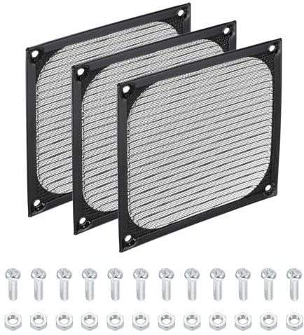 PATIKIL 120mm Computer-Lüfterfiltergitter mit Schrauben, 3er-Pack Aluminiumrahmen mit Edelstahlgitter staubdichte Gehäuseabdeckung für Computer, Ventilator, Schwarz